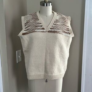 Hand knit cream sweater vest